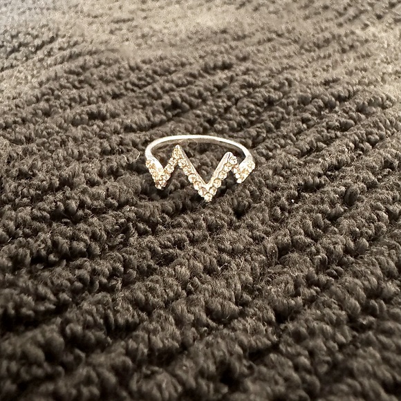 ✨Silver Rhinestone Heartbeat graph ring ✨ - Picture 1 of 4